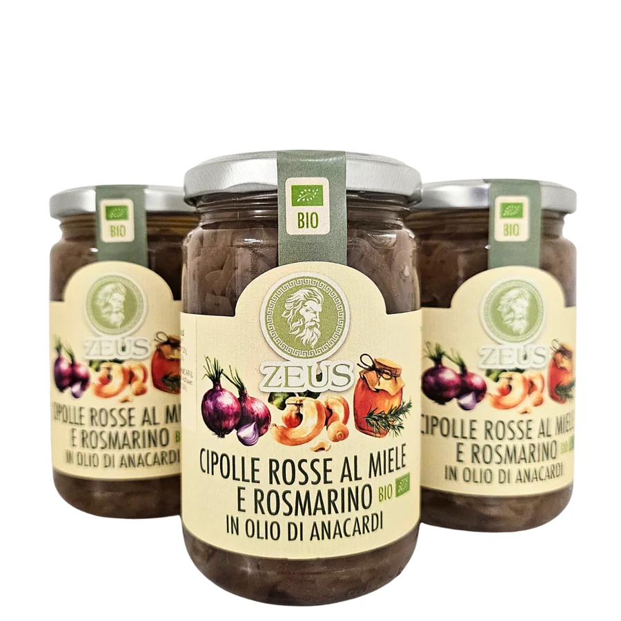 Filetti di Cipolle Rosse al Miele e Rosmarino sott'olio di Anacardi (3x270g)